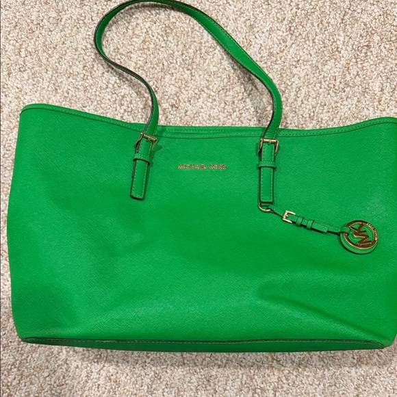 Michael Kors Vibrant Green Tote with Gold Details